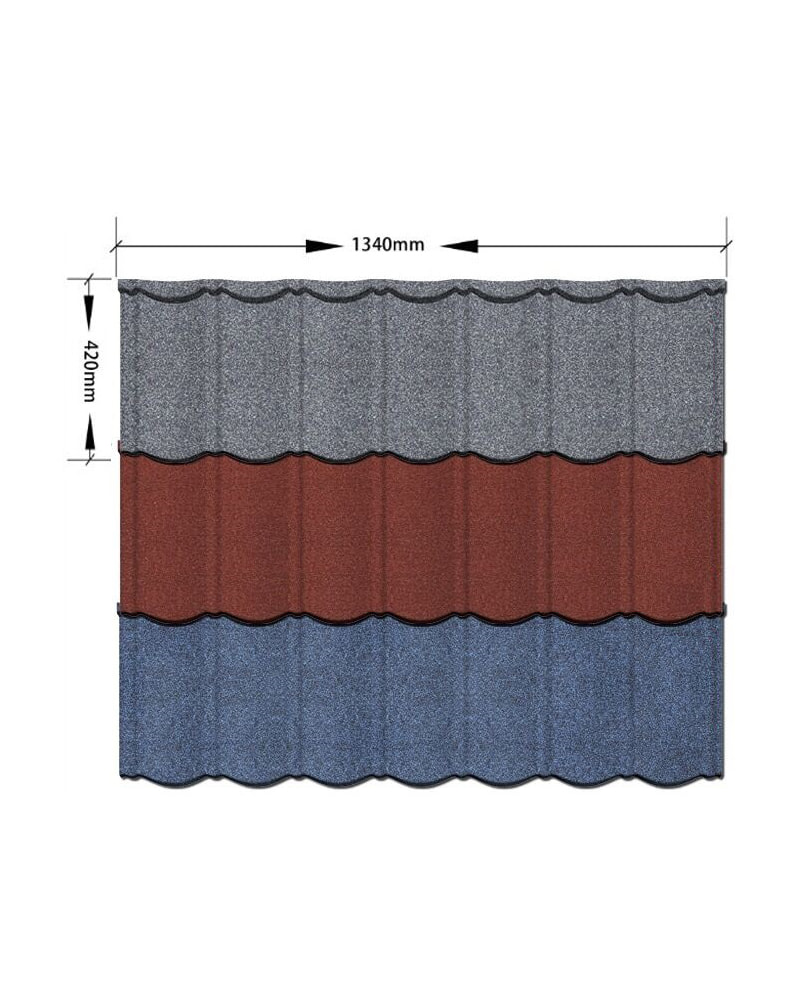 Ngói lợp kim loại tráng đá 1340mm x 420mm Zin Ngói lợp trái phiếu truyền thống Dành cho cộng đồng